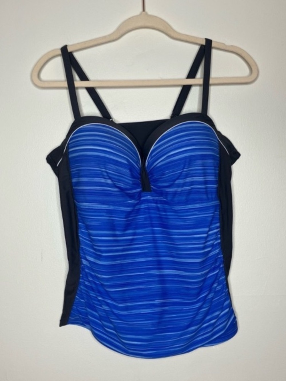 Blue and gray tankini swim top 2XL